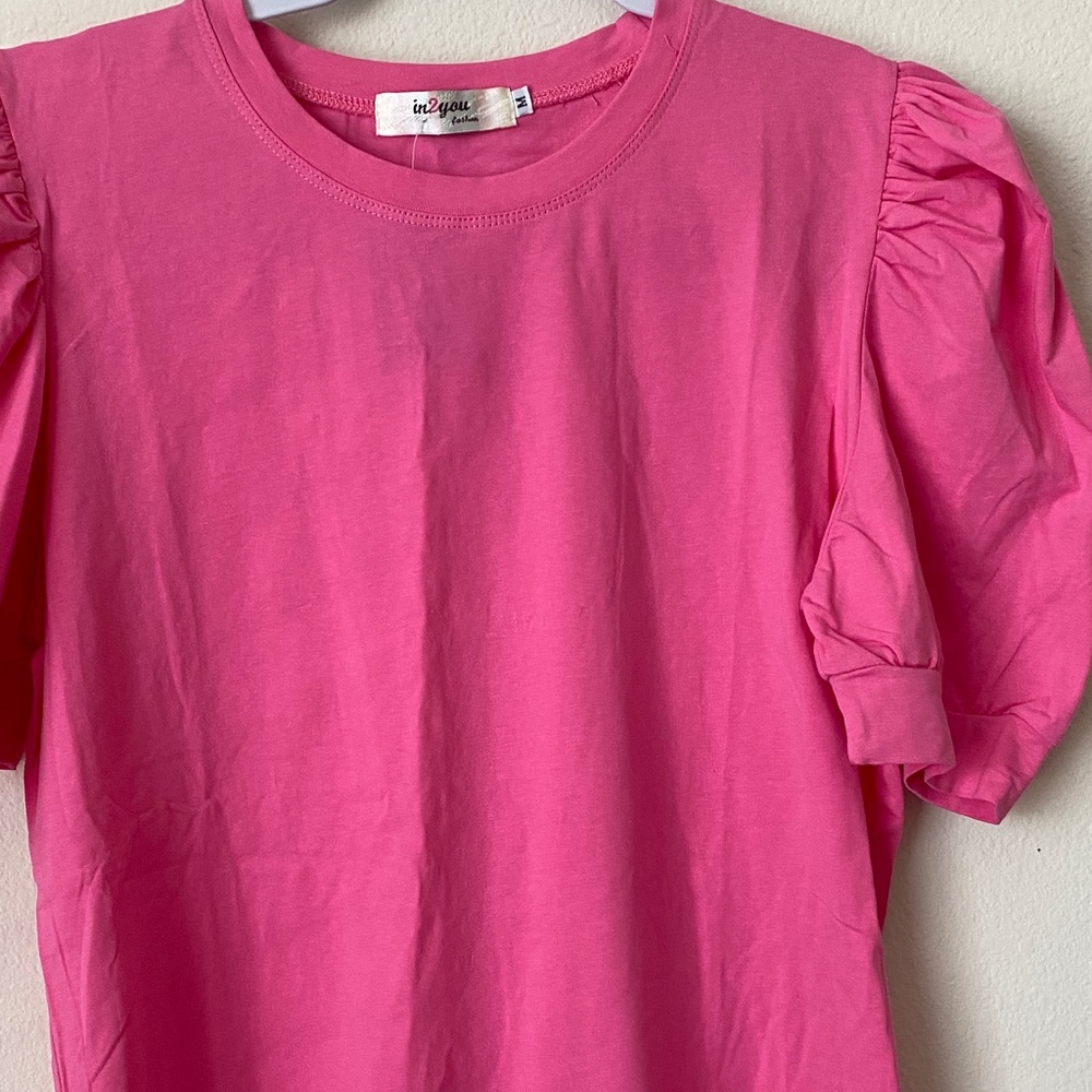 Pink Puff Sleeve Top - Picture 5 of 6